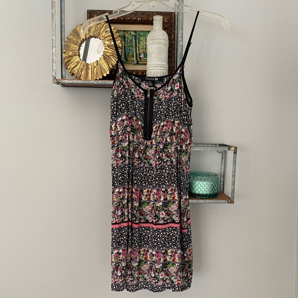 Black Floral Spaghetti Strap Sundress